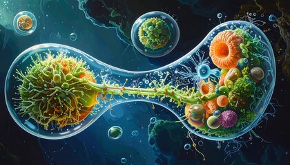 A vibrant cellular metropolis, a microscopic metropolis of life