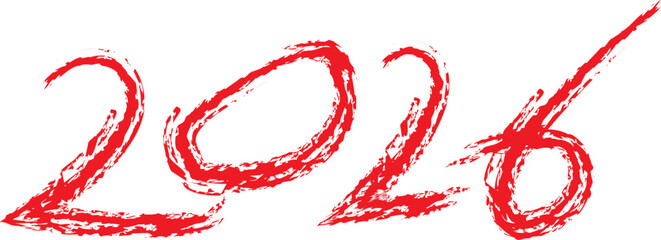 Rough Brush Stroke 2026 Illustration in Red Color