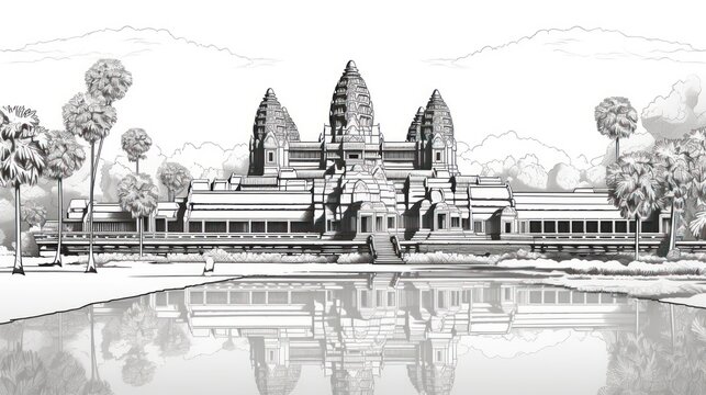 Architectural drawing of angkor wat