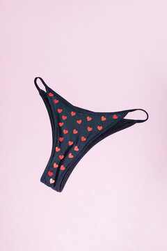 Fashion style panties with red cute love heart shaped pattern