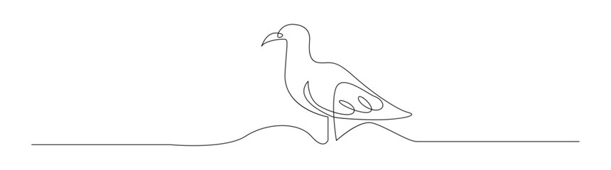 Single Line Drawing of Seagull Standing
