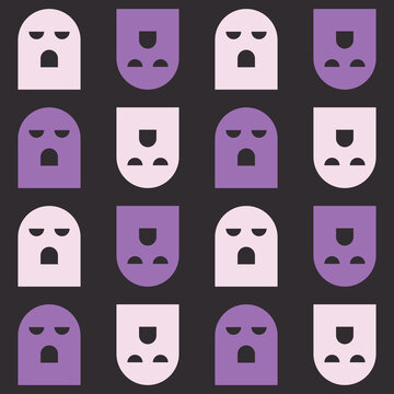 Seamless pattern with scary geometric ghosts