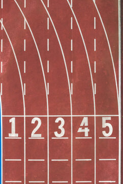 Running Track Finish Area with Lanes 1-5 and White Markings