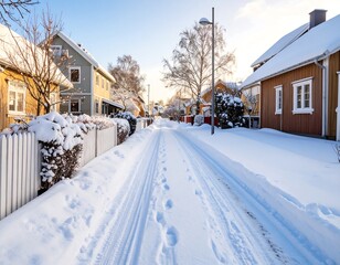 Fototapeta premium Snowy winter street scene
