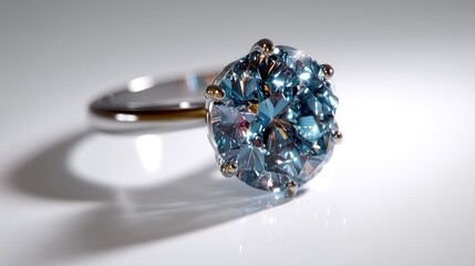 Elegant light blue diamond ring
