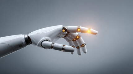 Mechanical Precision: A detailed shot highlights the gleaming, futuristic design of a robotic arm, showcasing its precise engineering.