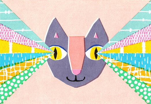 Magic cat. Fantasy, Psychedelic concept