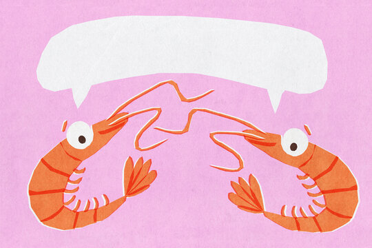 Two Happy Shrimps with Speech Bubble 