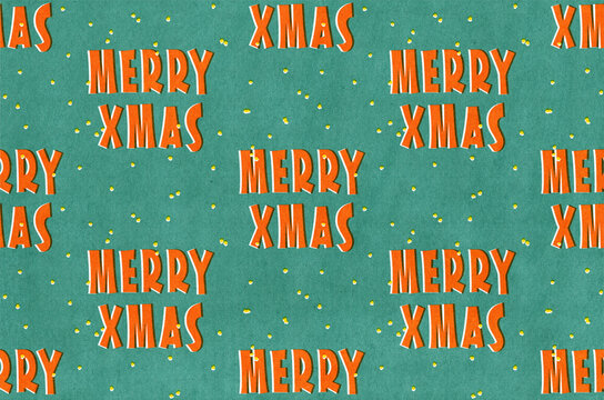 Festive Christmas Pattern with Merry Xmas Text