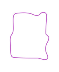 Hand drawn squiggle quote frame creates a unique fluid outline for a speech balloon or textbox. Irregular border rectangle template stands out in an empty background, modern and abstract in form.