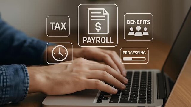 Payroll Processing With Tax And Benefits Icons