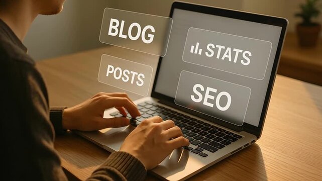 SEO And Blog Strategy On Laptop Screen