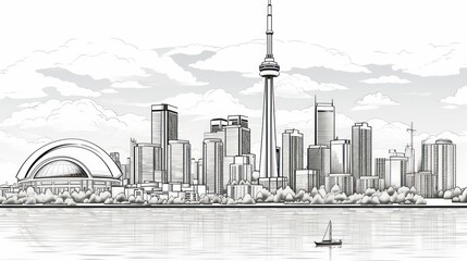 Obraz premium Cityscape drawing monochrome skyline
