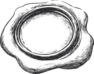 Sealing wax stamp sketch, hand drawn vintage blank round seal — stock vector