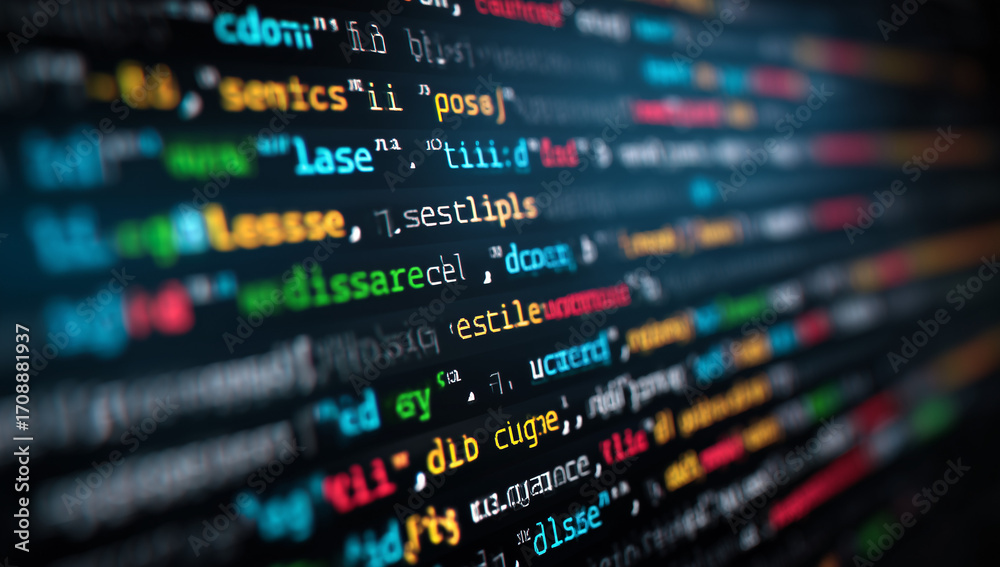 Wall mural a computer screen displaying multiple lines of code, with 