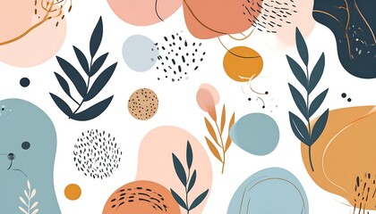 Abstract Organic Shapes and Delicate Botanicals