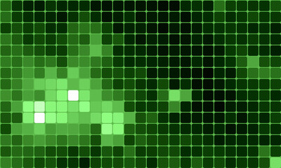 Abstract green pixel art grid background. green mosaic background.