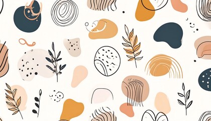 Abstract organic shapes and foliage pattern design