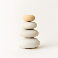 Fototapeta premium Stack of smooth stones balanced on each other in natural daylight