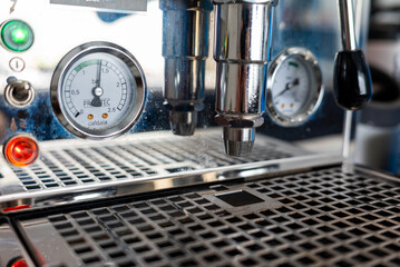 Coffee machine closeup of dials.