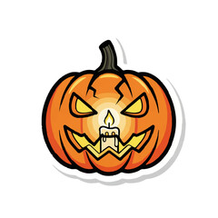 Spooky Jack-o'-Lantern Smiling Menacingly for Halloween Decoration

