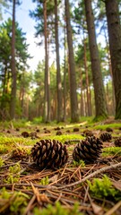 Forest floor with pine cones