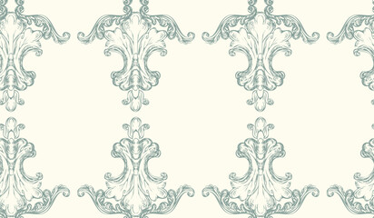 Victorian seamless wallpaper pattern hand drawing baroque ornament