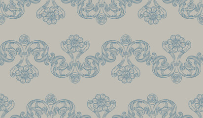 Obraz premium Seamless pattern hand drawing trendy baroque ornament vector