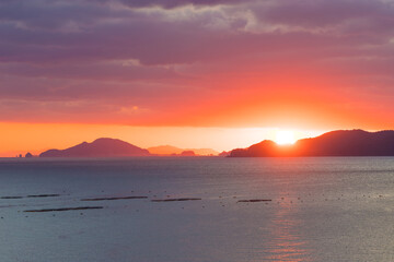 海と朝焼け（大分県臼杵市）
