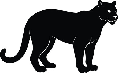 A sleek black panther and a wild wolf silhouette vector illustration