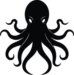 Octopus silhouette vector on transparent background