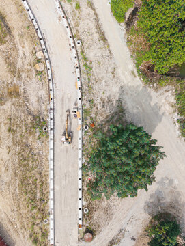 Aerial View of New Town Road Construction Site