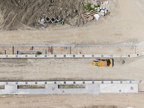 Aerial View of New Town Road Construction