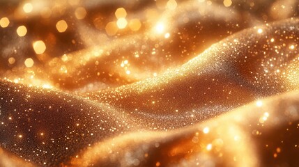 Obraz premium Golden Glitter Fabric Abstract Background with Bokeh Lights