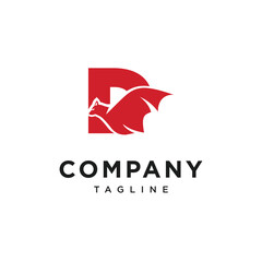 Letter D Flying Fox Logo Icon Vector