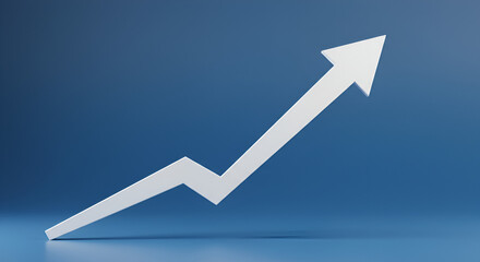 White Upward Arrow on Blue Background Symbolizing Growth and Progress