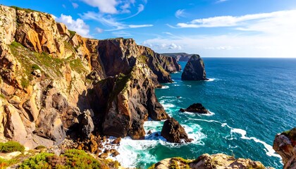Coastal cliffs meet the ocean