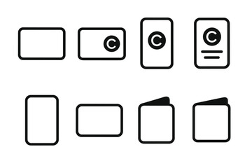 Business card silhouette icons set. featuring various card styles and designs for branding and contact exchange