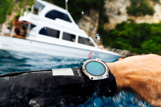 Wristwatch and Boat Captured During Water Adventure