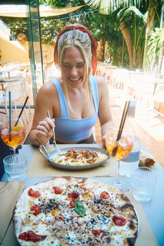 Italian Summer pizza and pasta Lunch with Aperol Spritz
