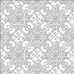 3d relief tiles. Vector pattern with symmetrical elements . Modern stylish abstract texture. Repeating tiles from striped elements. Black and white pattern.