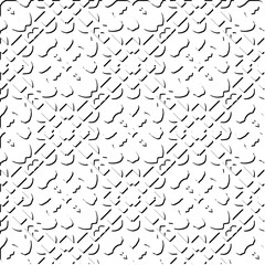 3d relief tiles. Vector pattern with symmetrical elements . Modern stylish abstract texture. Repeating tiles from striped elements. Black and white pattern.