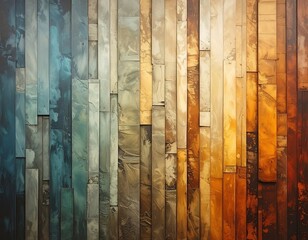 Aspectual interplay of textured panels in a vertical mosaic