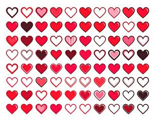 Collection of various stylized hearts