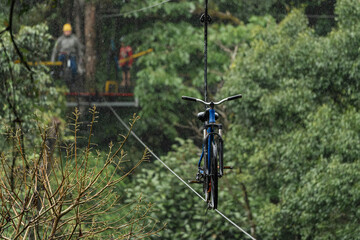 Adventure sky bike in Monteverde Costa Rica rainforest