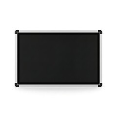 Black projector screen with silver frame isolated on white background