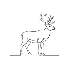 Minimalist christmas reindeer design. Modern one-line holiday illustration.