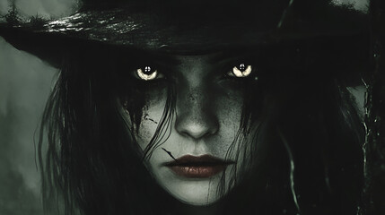 beautiful witch illustration, ideal for Halloween advertising t-shirts