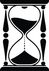 Stylized hourglass vector with flowing sand and decorative frame symbolizing time passage, patience, and daily rhythm