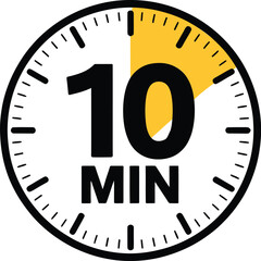Countdown clock set for 10 minutes with bold numbers and yellow highlight symbolizing time tracking and daily scheduling
